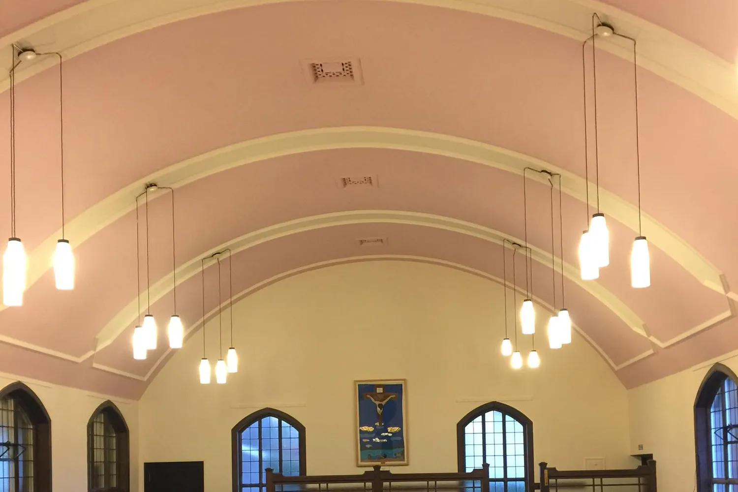 Church ceiling freshly painted by Dingwall Decorators